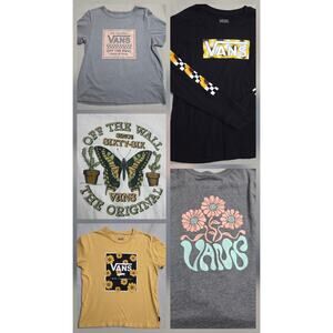 Lot 5 Medium Girls VANS Shirts Sunflower Butterfly Checkered Long Sleeve